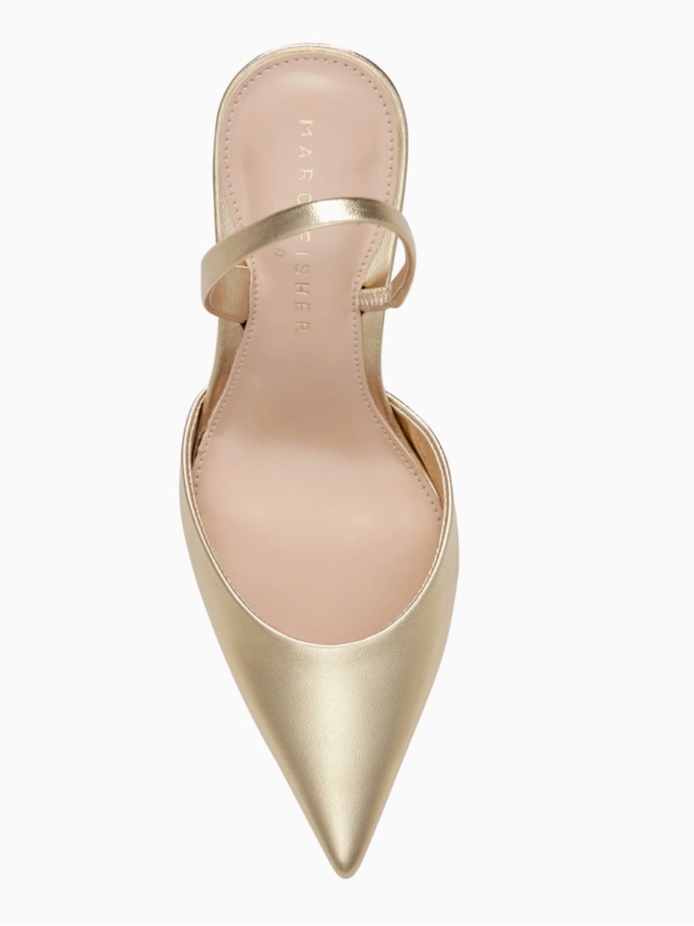Marc Fisher Noland Leather Slingback Pump Gold Leather Pointy 2.95 inch heel